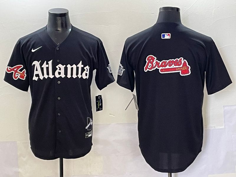 Men 2025 Atlanta Braves Blank Black Five generations Joint Name Nike MLB Jersey style 7->atlanta braves->MLB Jersey